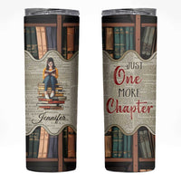 Personalized Book Lover Skinny Tumbler Custom Name Just One More Chapter Bookworm Bibliophile Gift