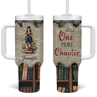 Personalized Book Lover Tumbler With Handle Custom Name Just One More Chapter Bookworm Bibliophile Gift
