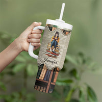 Personalized Book Lover Tumbler With Handle Custom Name Just One More Chapter Bookworm Bibliophile Gift