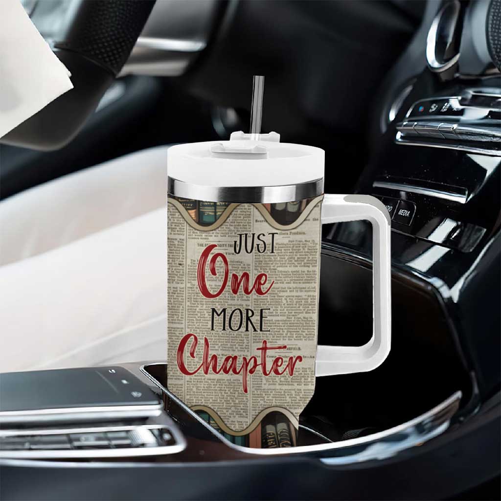 Personalized Book Lover Tumbler With Handle Custom Name Just One More Chapter Bookworm Bibliophile Gift