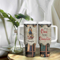 Personalized Book Lover Tumbler With Handle Custom Name Just One More Chapter Bookworm Bibliophile Gift