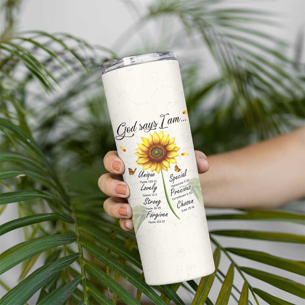 Personalized Nurse Sunflower Skinny Tumbler Custom Name Rn Stethoscope Inspirational Christian Bible Verse Scripture