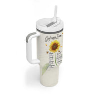 Personalized Nurse Sunflower Tumbler With Handle Custom Name Rn Stethoscope Inspirational Christian Bible Verse Scripture
