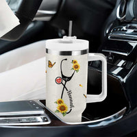 Personalized Nurse Sunflower Tumbler With Handle Custom Name Rn Stethoscope Inspirational Christian Bible Verse Scripture