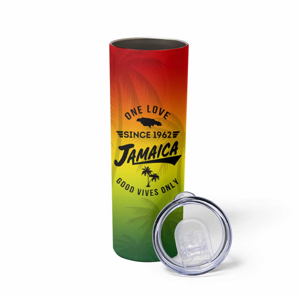 One Love Jamaica Skinny Tumbler Every Little Thing Gonna Be Alright Good Vibes Since 1962 - Wonder Print Shop