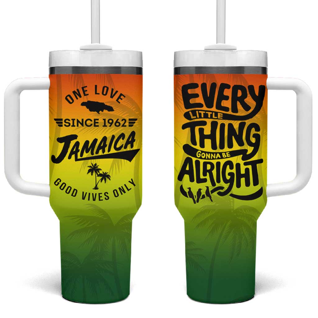One Love Jamaica Tumbler With Handle Every Little Thing Gonna Be Alright Good Vibes Since 1962 - Wonder Print Shop