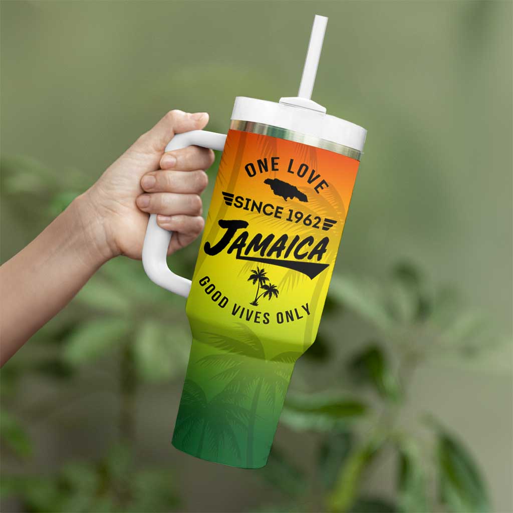 One Love Jamaica Tumbler With Handle Every Little Thing Gonna Be Alright Good Vibes Since 1962 - Wonder Print Shop