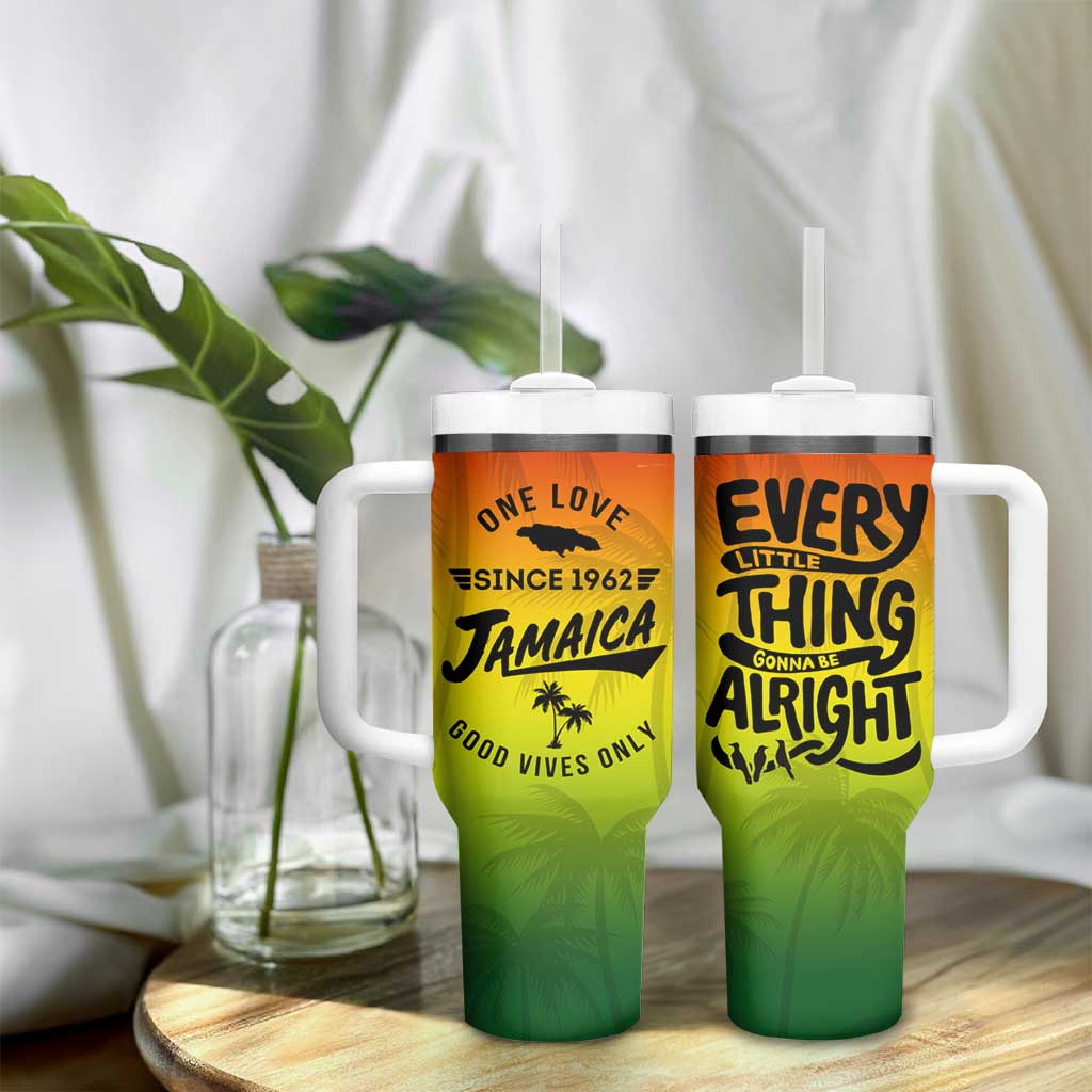 One Love Jamaica Tumbler With Handle Every Little Thing Gonna Be Alright Good Vibes Since 1962 - Wonder Print Shop