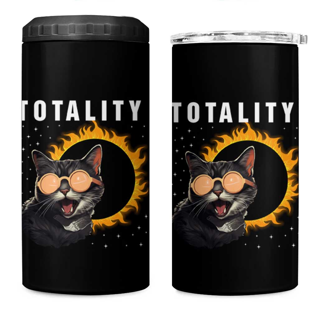 Total Solar Eclipse 4 in 1 Can Cooler Tumbler Funny Cat Totality - Wonder Print Shop