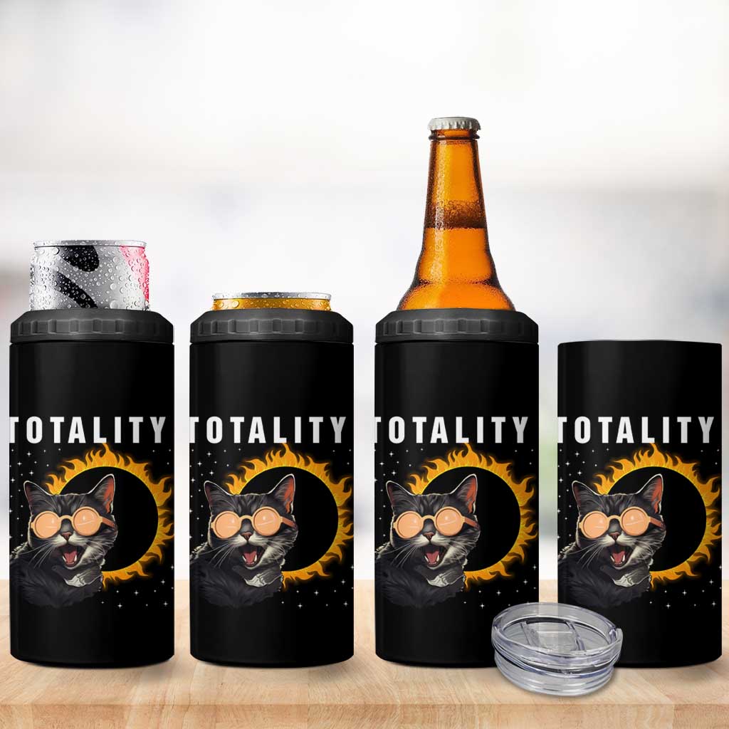 Total Solar Eclipse 4 in 1 Can Cooler Tumbler Funny Cat Totality - Wonder Print Shop