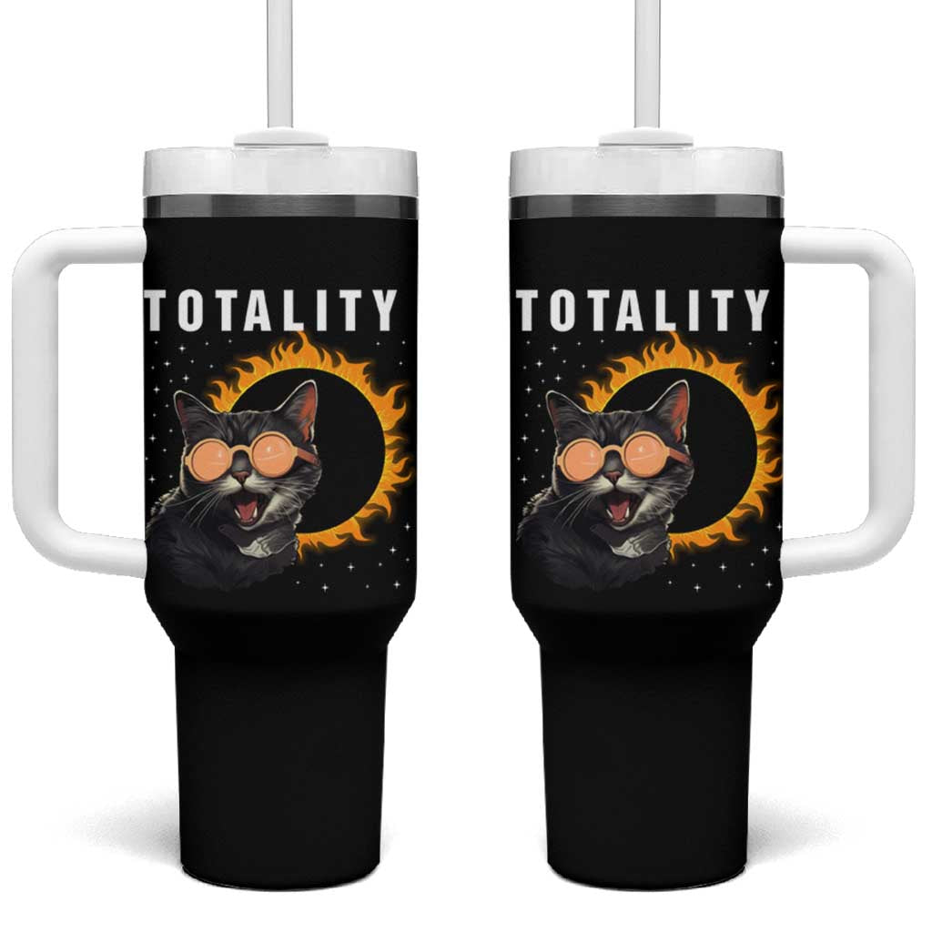 Total Solar Eclipse Tumbler With Handle Funny Cat Totality - Wonder Print Shop