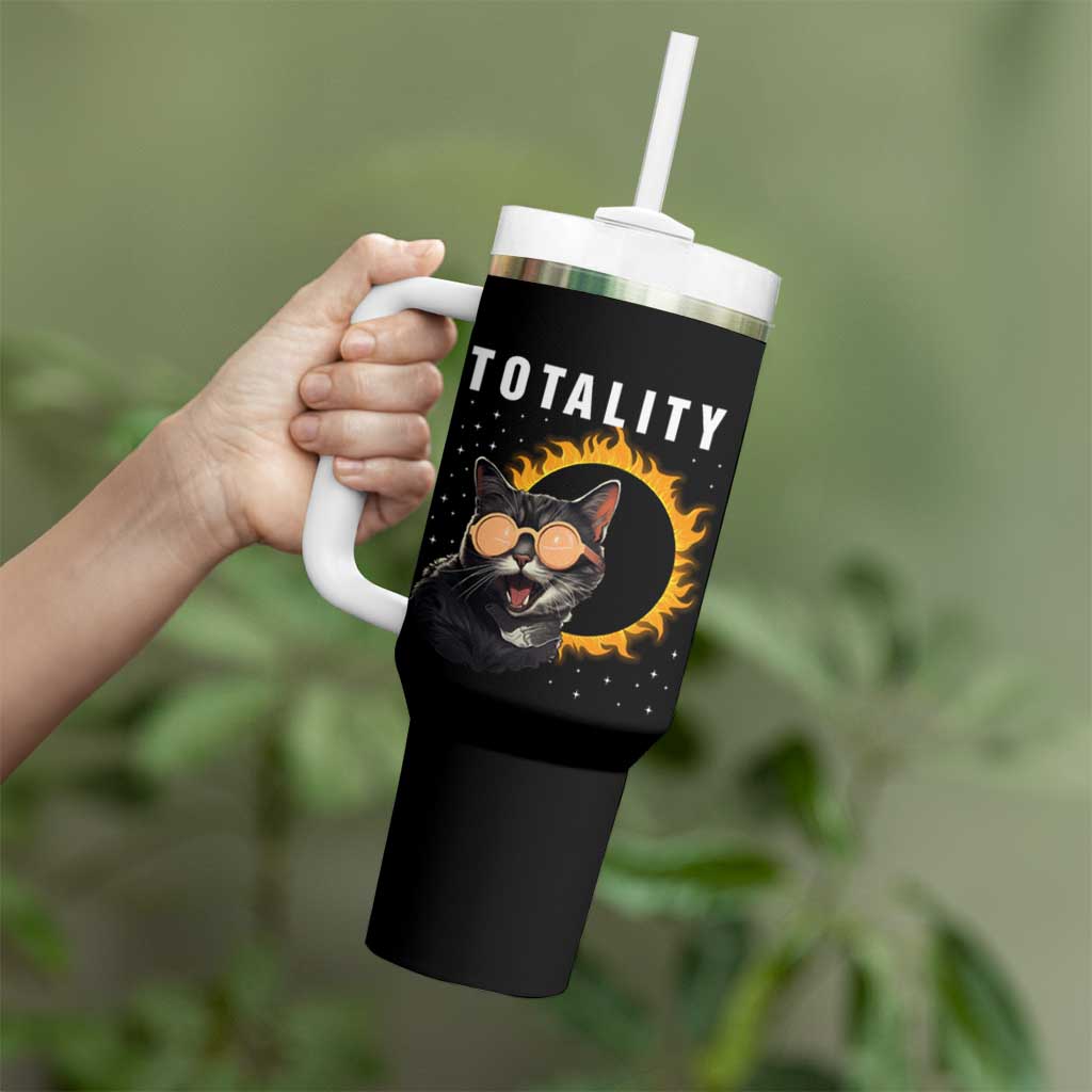 Total Solar Eclipse Tumbler With Handle Funny Cat Totality - Wonder Print Shop