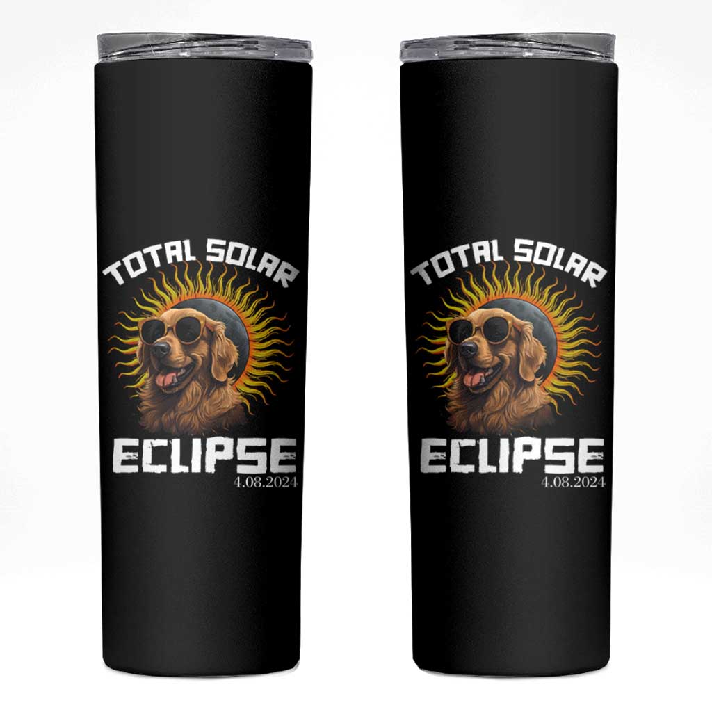 Total Solar Eclipse Skinny Tumbler Golden Retriever April 8 2024 - Wonder Print Shop