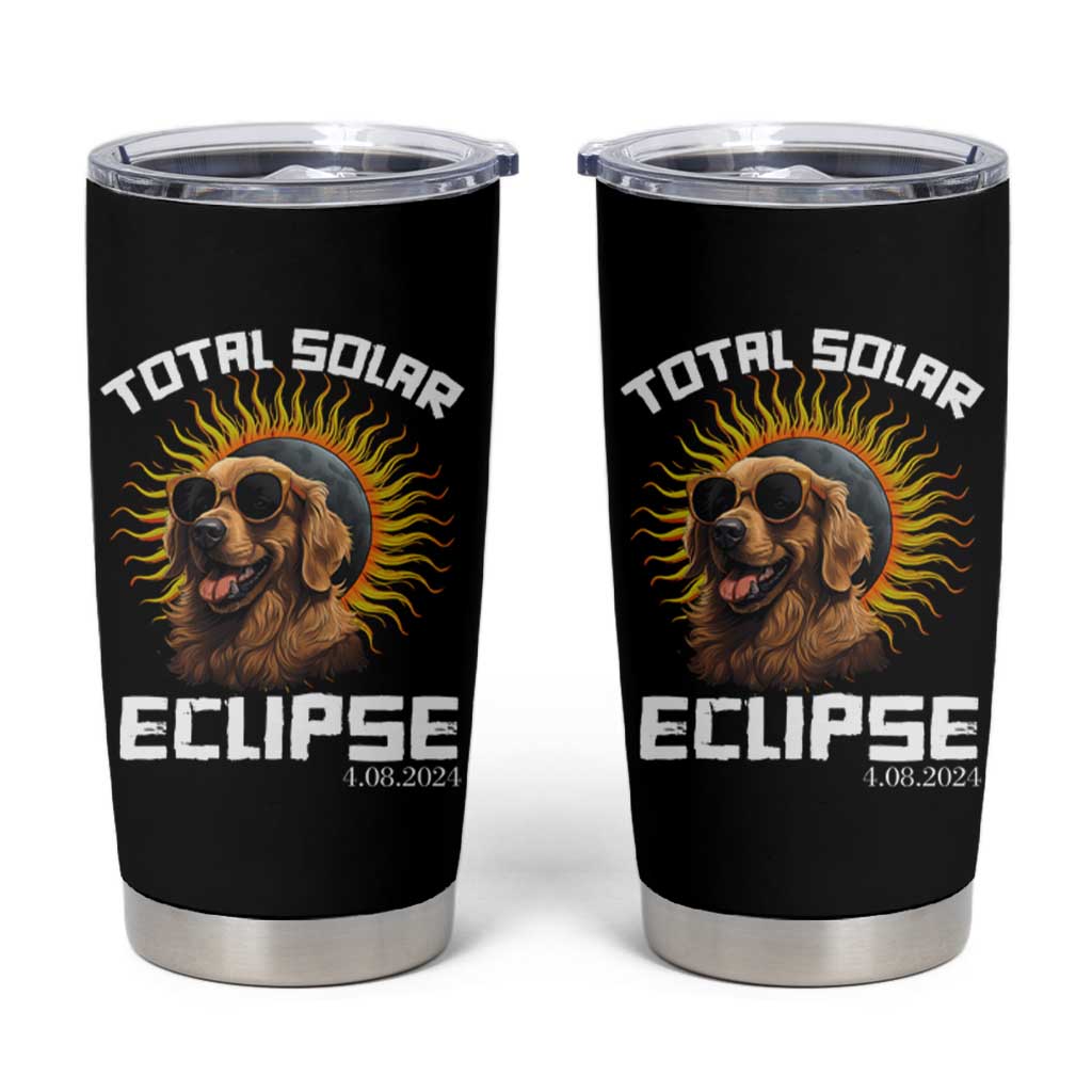 Total Solar Eclipse Tumbler Cup Golden Retriever April 8 2024 - Wonder Print Shop