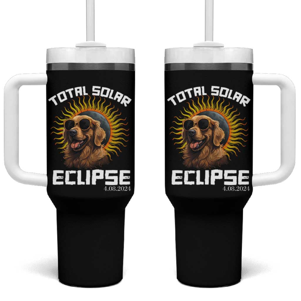 Total Solar Eclipse Tumbler With Handle Golden Retriever April 8 2024 - Wonder Print Shop