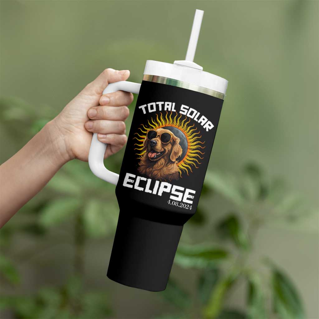 Total Solar Eclipse Tumbler With Handle Golden Retriever April 8 2024 - Wonder Print Shop