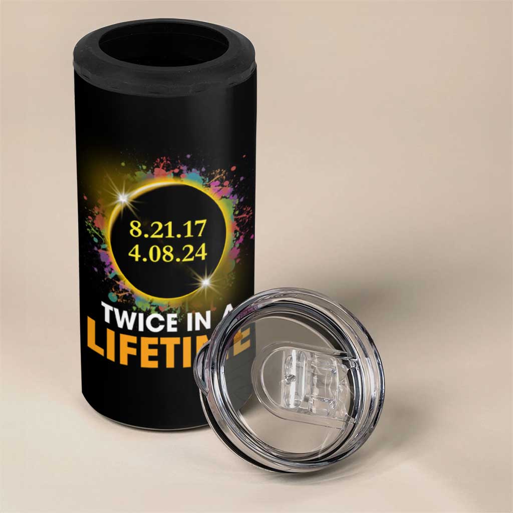 Total Solar Eclipse 4 in 1 Can Cooler Tumbler Twice In A Life Time American Totality 2024 2017 - Wonder Print Shop