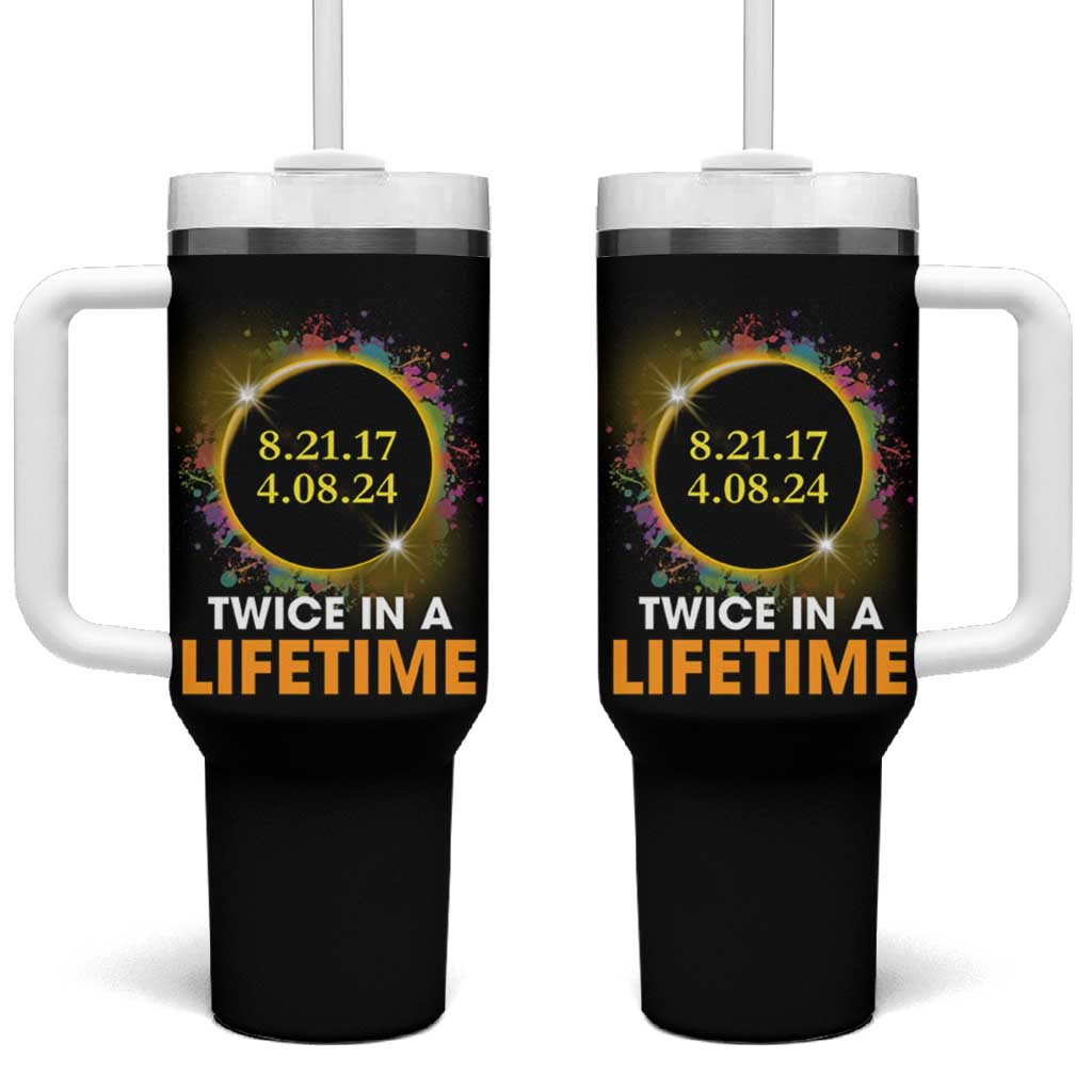 Total Solar Eclipse Tumbler With Handle Twice In A Life Time American Totality 2024 2017 - Wonder Print Shop