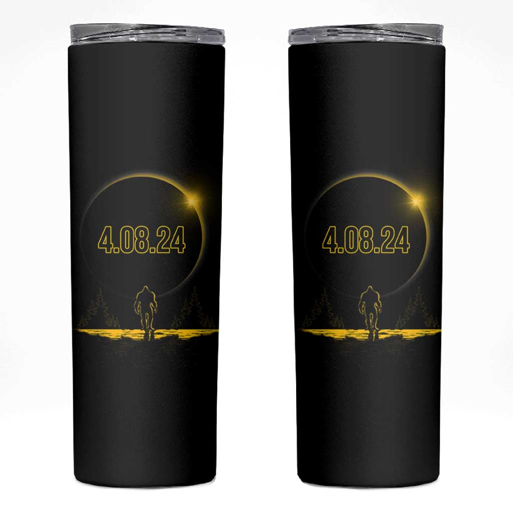 Total Solar Eclipse Bigfoot Skinny Tumbler American Totality April 8 2024 Sasquatch Silhouette - Wonder Print Shop