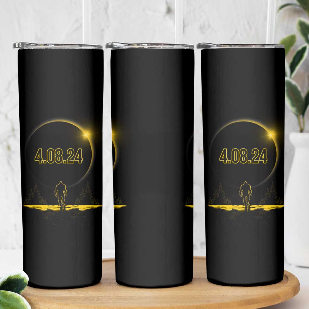 Total Solar Eclipse Bigfoot Skinny Tumbler American Totality April 8 2024 Sasquatch Silhouette - Wonder Print Shop