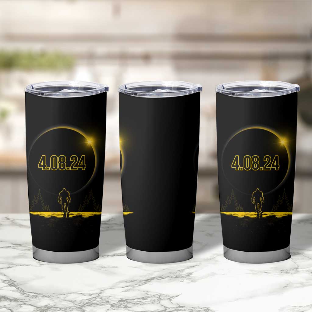 Total Solar Eclipse Bigfoot Tumbler Cup American Totality April 8 2024 Sasquatch Silhouette - Wonder Print Shop