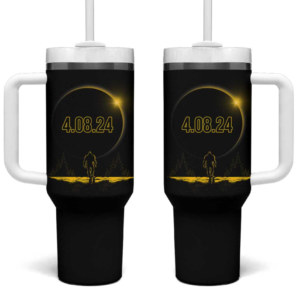 Total Solar Eclipse Bigfoot Tumbler With Handle American Totality April 8 2024 Sasquatch Silhouette - Wonder Print Shop