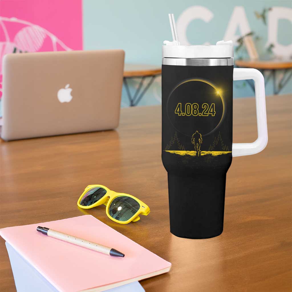 Total Solar Eclipse Bigfoot Tumbler With Handle American Totality April 8 2024 Sasquatch Silhouette - Wonder Print Shop