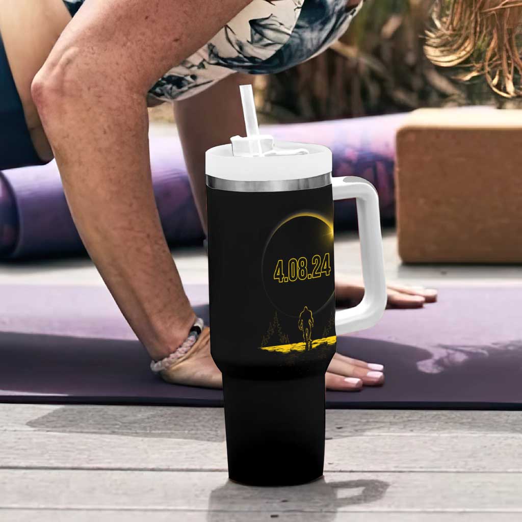 Total Solar Eclipse Bigfoot Tumbler With Handle American Totality April 8 2024 Sasquatch Silhouette - Wonder Print Shop