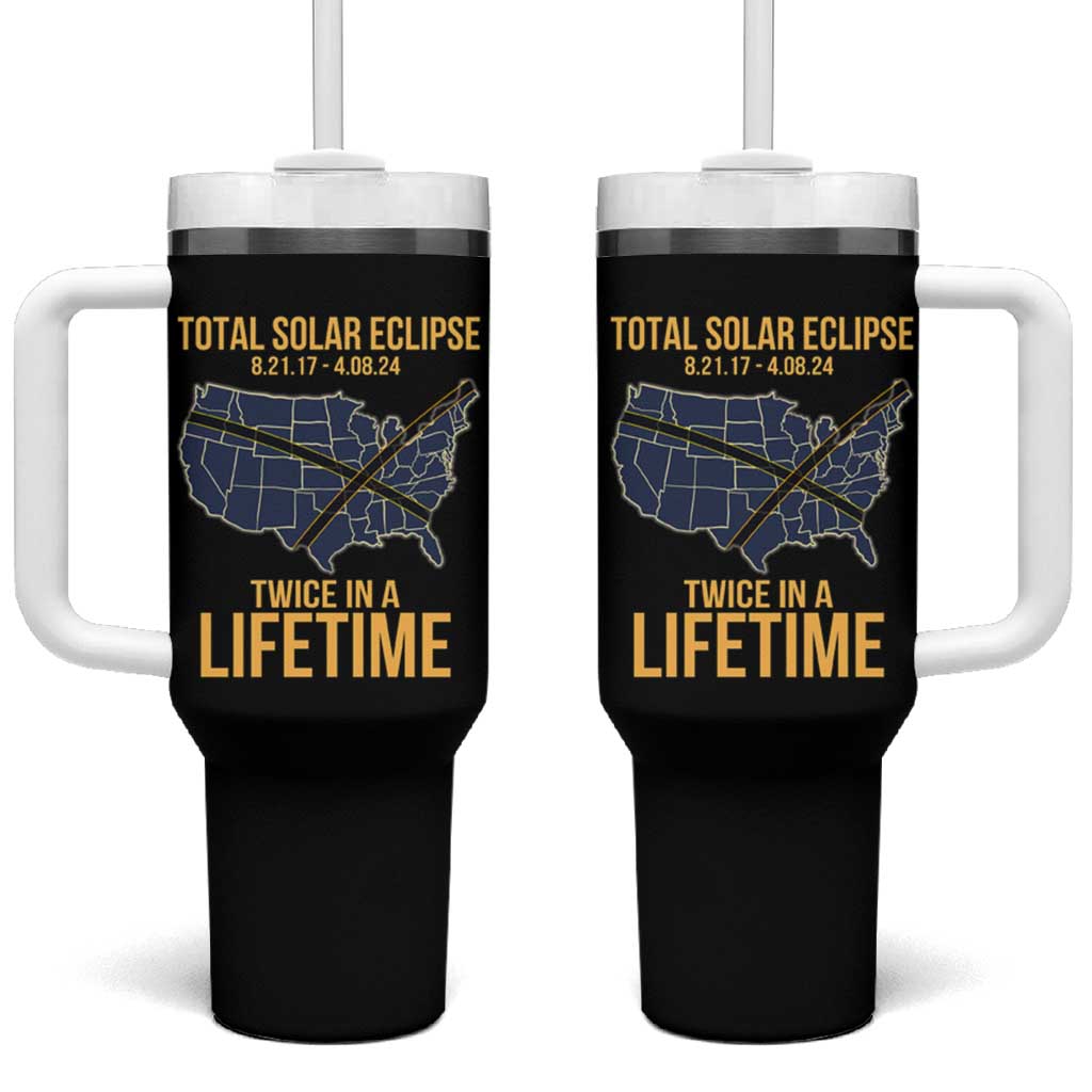 Total Solar Eclipse Tumbler With Handle Twice In A Life Time Tour Map American Totality 2024 2017 - Wonder Print Shop