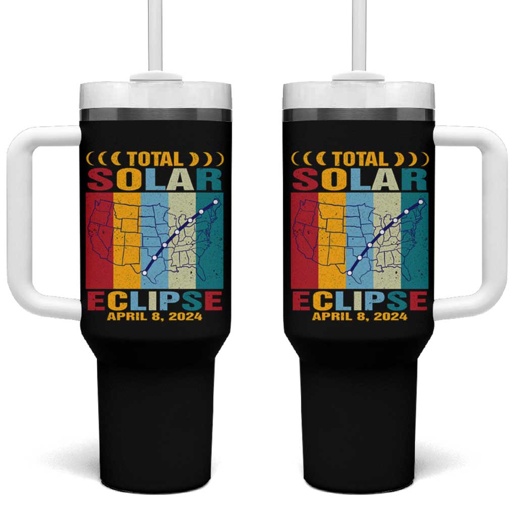 Total Solar Eclipse Tumbler With Handle Retro American Totality Tour Map April 8 2024 - Wonder Print Shop