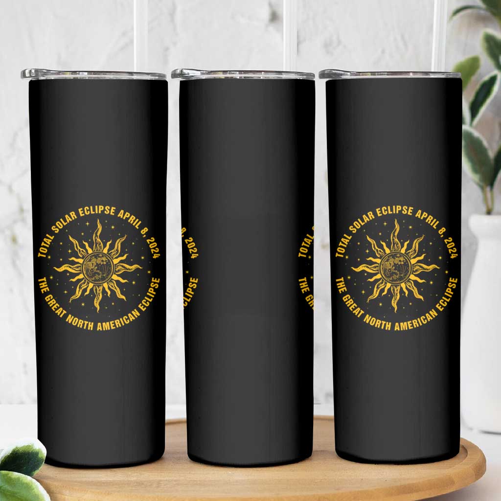 Celestial Total Solar Eclipse Skinny Tumbler April 8 2024 The Great North American Eclipse - Wonder Print Shop