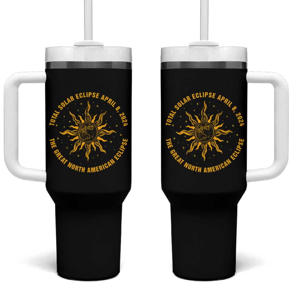 Celestial Total Solar Eclipse Tumbler With Handle April 8 2024 The Great North American Eclipse - Wonder Print Shop