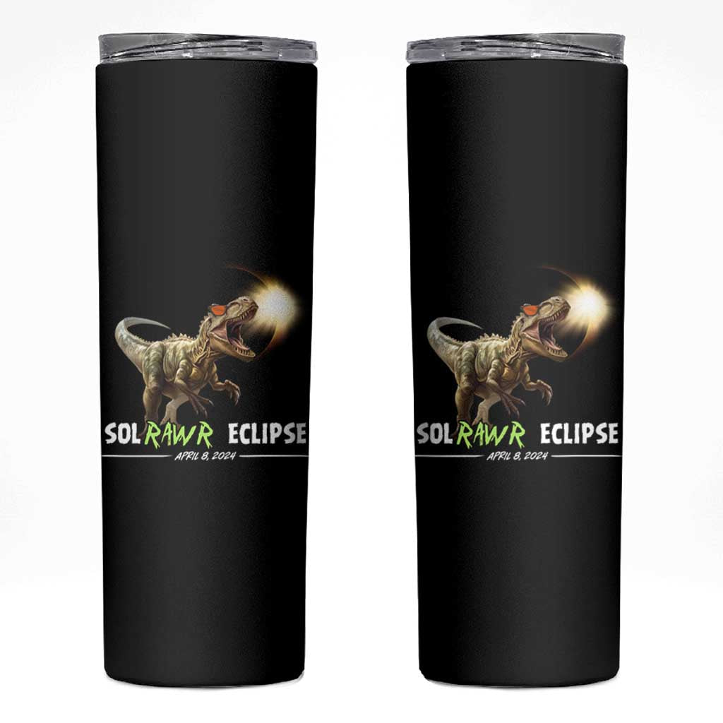 Total Solar Eclipse Dinosaur Skinny Tumbler Solrawr Eclipse April 8 2024 - Wonder Print Shop