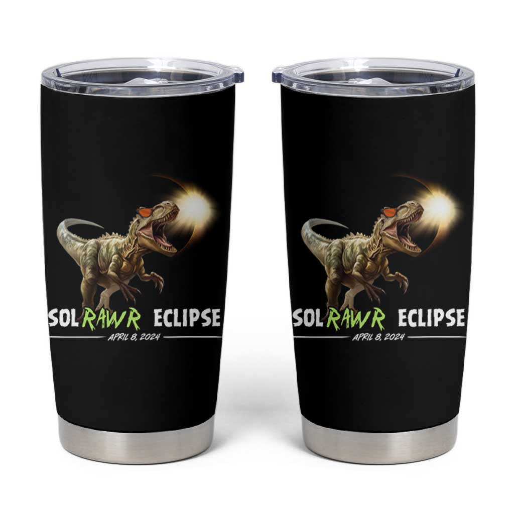 Total Solar Eclipse Dinosaur Tumbler Cup Solrawr Eclipse April 8 2024 - Wonder Print Shop