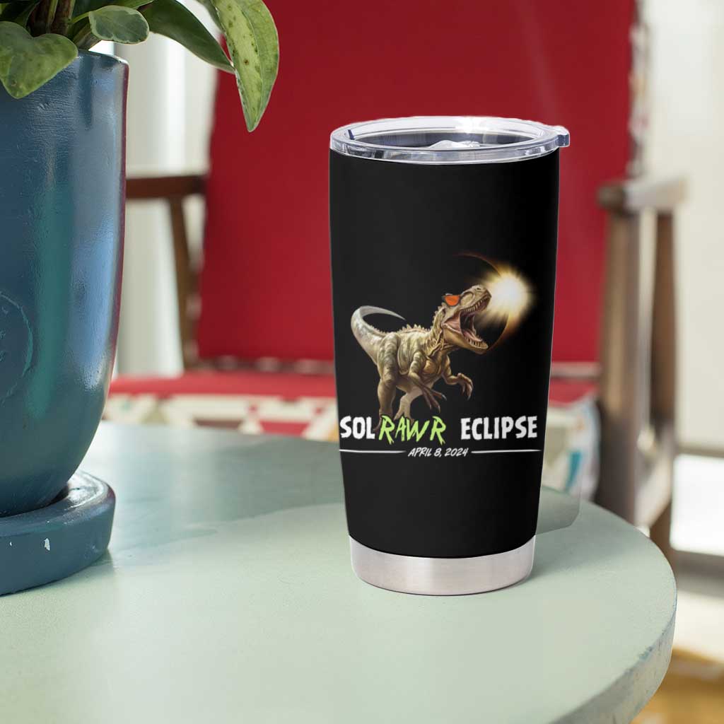 Total Solar Eclipse Dinosaur Tumbler Cup Solrawr Eclipse April 8 2024 - Wonder Print Shop