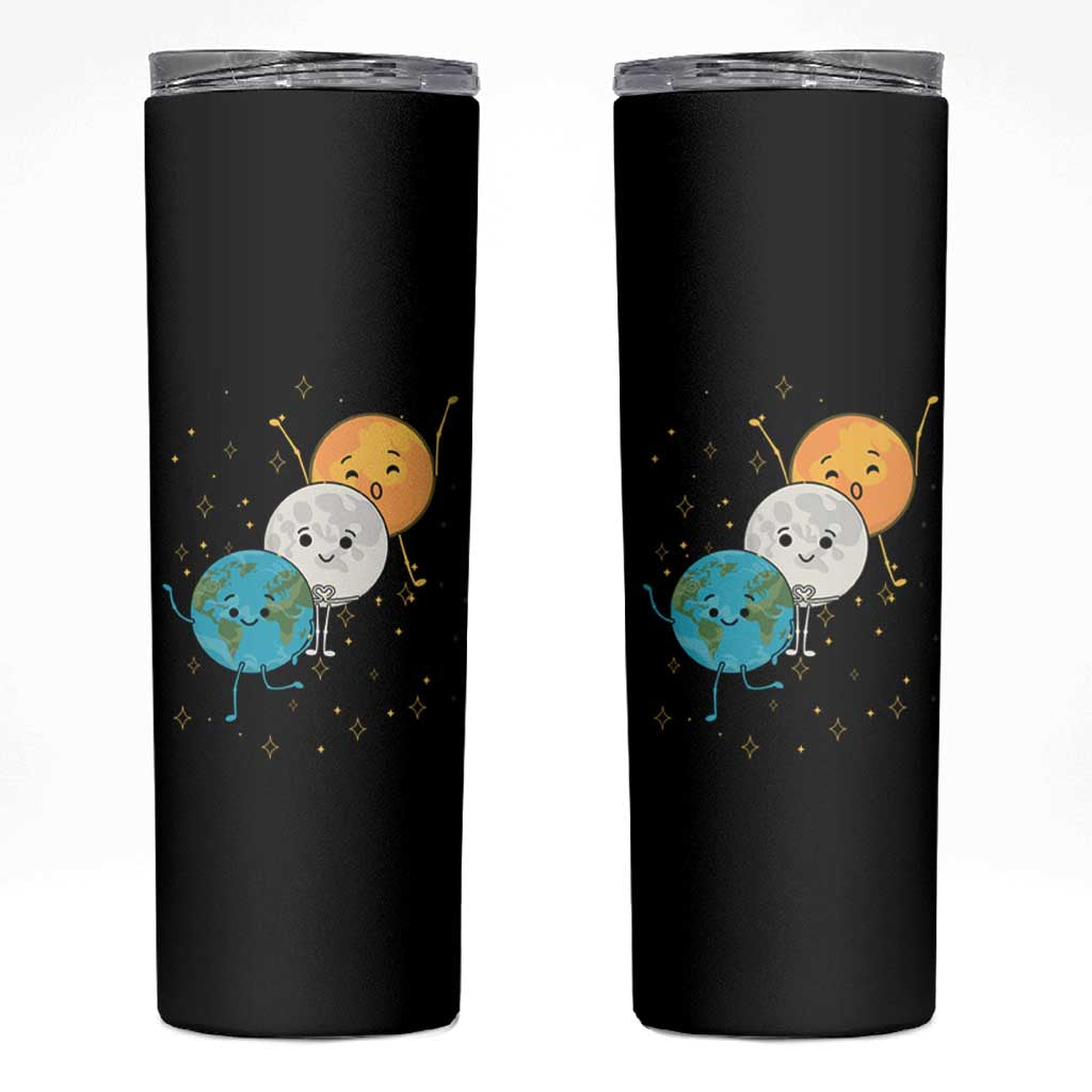 Funny Total Solar Eclipse Skinny Tumbler Cute Earth Moon Sun American Totality April 8 2024 - Wonder Print Shop