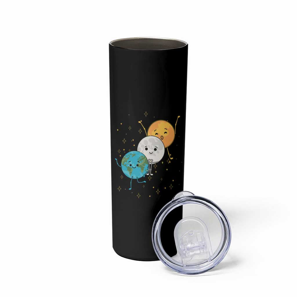 Funny Total Solar Eclipse Skinny Tumbler Cute Earth Moon Sun American Totality April 8 2024 - Wonder Print Shop