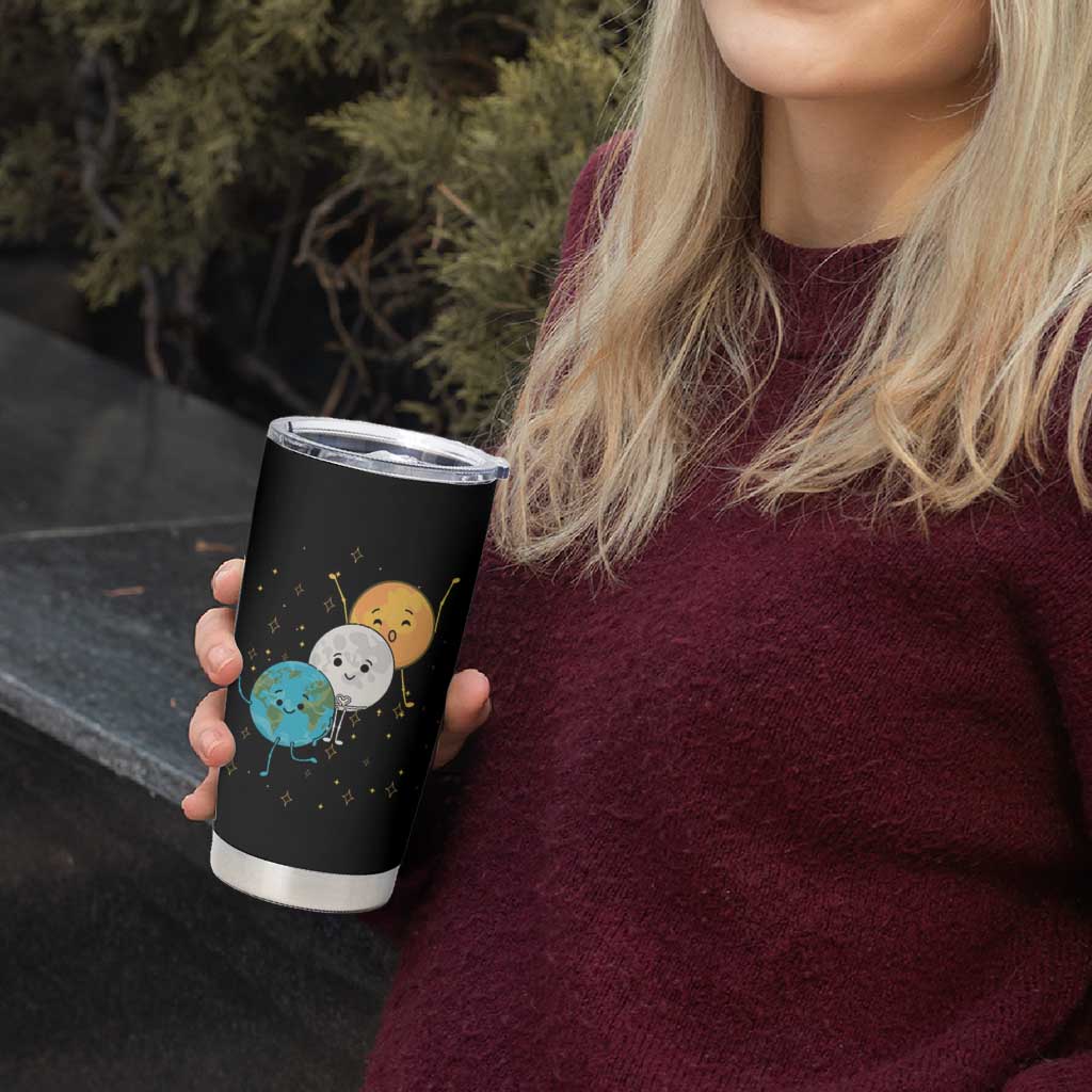 Funny Total Solar Eclipse Tumbler Cup Cute Earth Moon Sun American Totality April 8 2024 - Wonder Print Shop