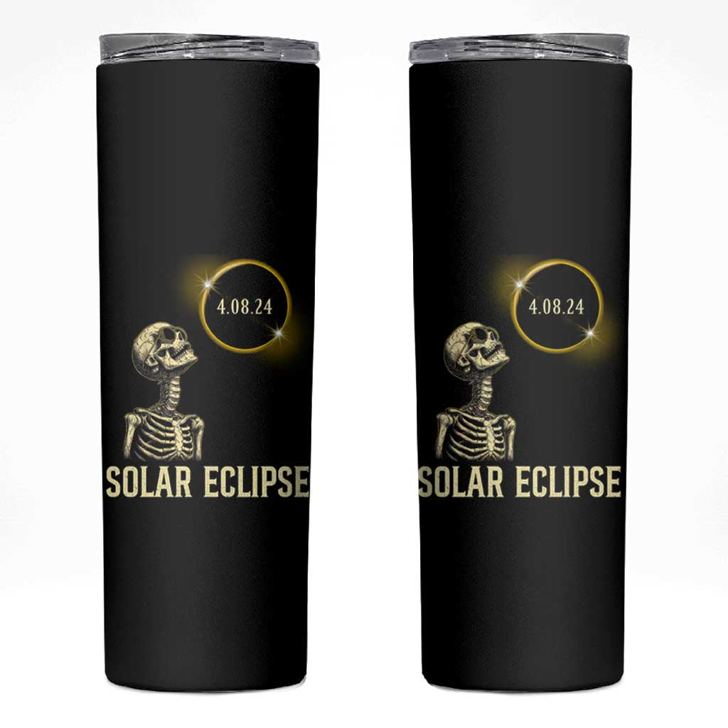Total Solar Eclipse Skeleton Skinny Tumbler Funny Watching American Totality April 8 2024 Matching - Wonder Print Shop