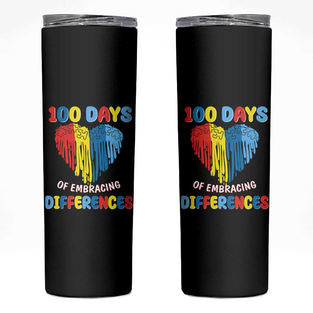 100 Days of School IEP Skinny Tumbler Embrace Differences Neurodiversity Autism Acceptance ADHD Awareness - Wonder Print Shop