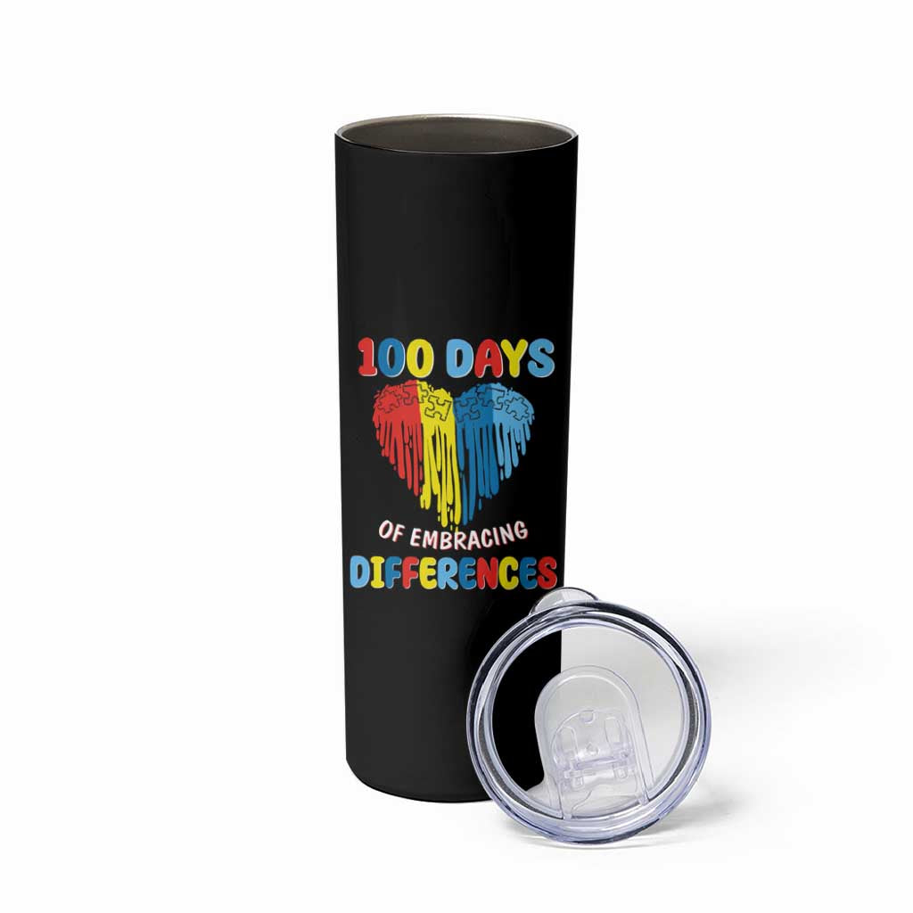 100 Days of School IEP Skinny Tumbler Embrace Differences Neurodiversity Autism Acceptance ADHD Awareness - Wonder Print Shop