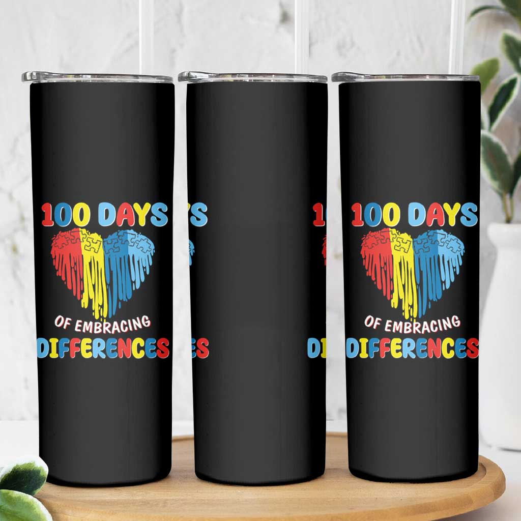 100 Days of School IEP Skinny Tumbler Embrace Differences Neurodiversity Autism Acceptance ADHD Awareness - Wonder Print Shop