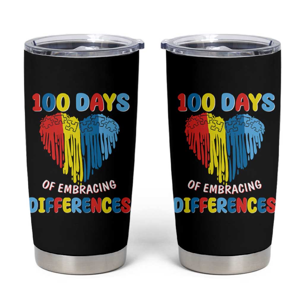 100 Days of School IEP Tumbler Cup Embrace Differences Neurodiversity Autism Acceptance ADHD Awareness - Wonder Print Shop