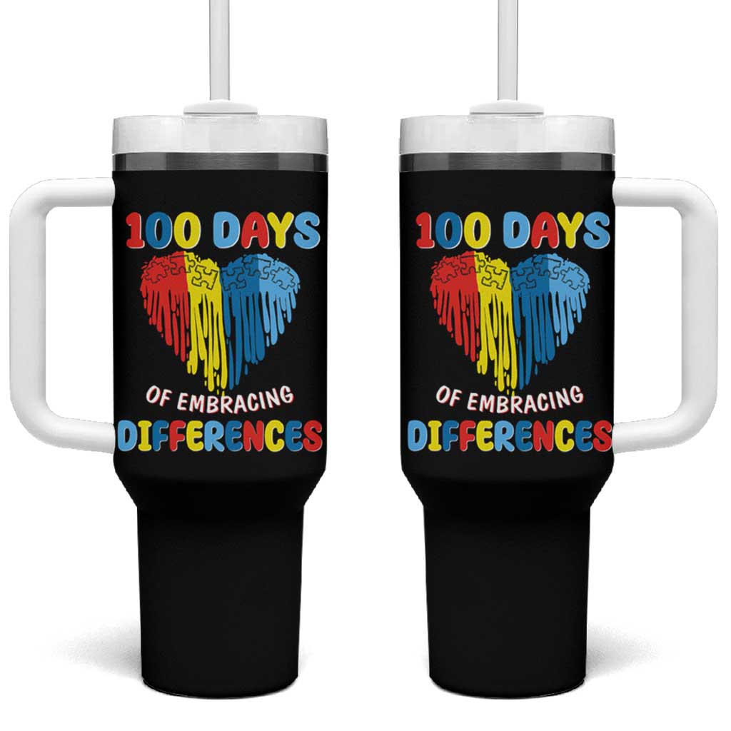 100 Days of School IEP Tumbler With Handle Embrace Differences Neurodiversity Autism Acceptance ADHD Awareness - Wonder Print Shop