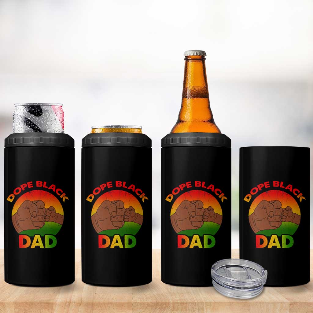 Dope Black Dad 4 in 1 Can Cooler Tumbler Proud Afro Melanin Men Vintage Father's Day - Wonder Print Shop