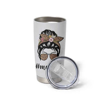 Funny Mom Life Tumbler Cup Mama Mommy Mom Bruh Leopard Messy Bun