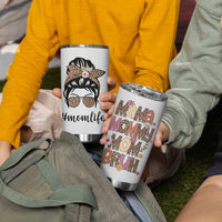 Funny Mom Life Tumbler Cup Mama Mommy Mom Bruh Leopard Messy Bun