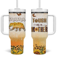 Mama Bear Floral Sunflower Tumbler With Handle Tough As A Mother Botanical Garden Uplifting Gift