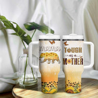 Mama Bear Floral Sunflower Tumbler With Handle Tough As A Mother Botanical Garden Uplifting Gift