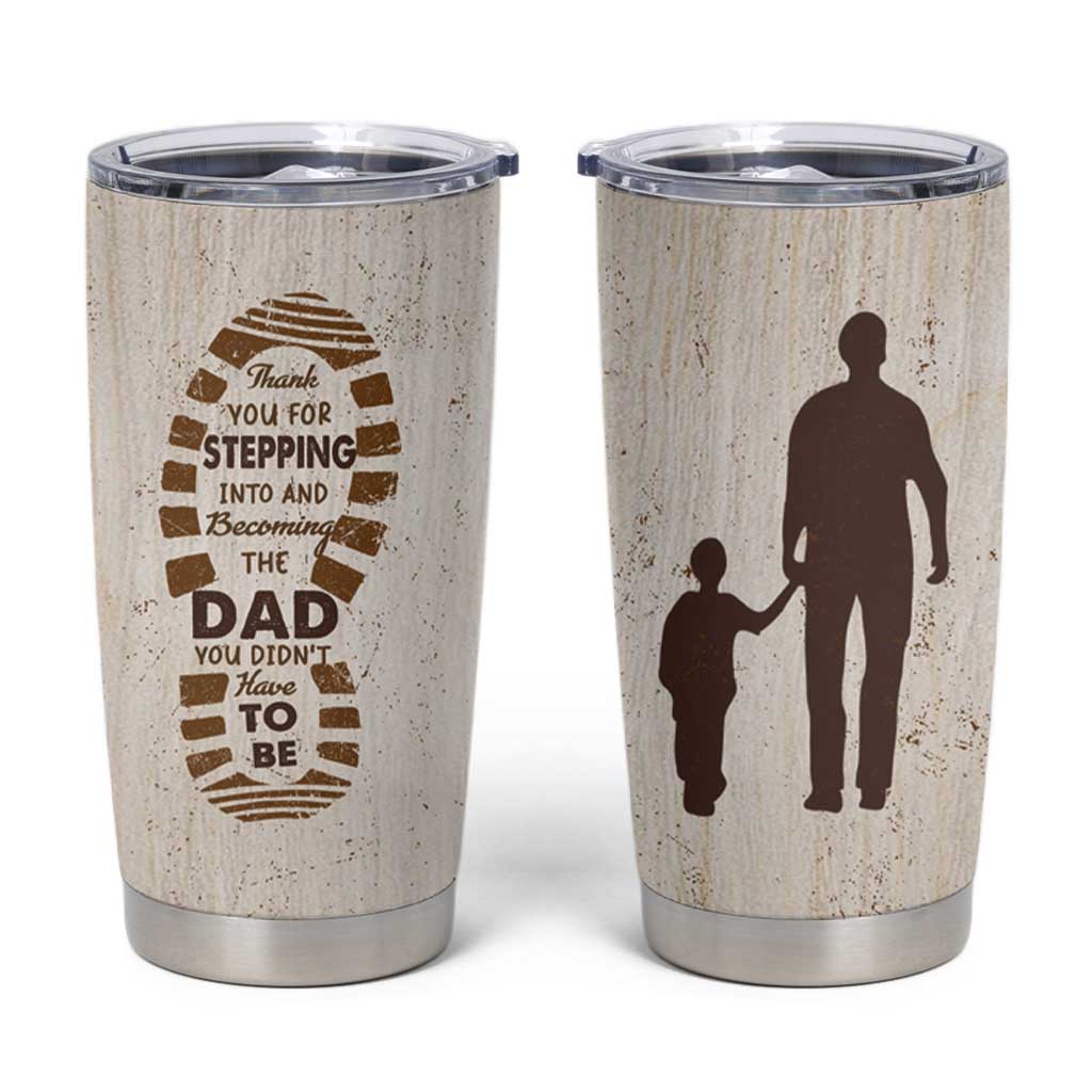 Stepdad and Stepson Tumbler Cup Thank You For Stepping In Boy Dad Retro Vintage - Wonder Print Shop